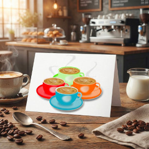 4 tasses de cartes de voeux de café