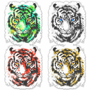 4 Tiger têtes autocollant - Tiger stickers