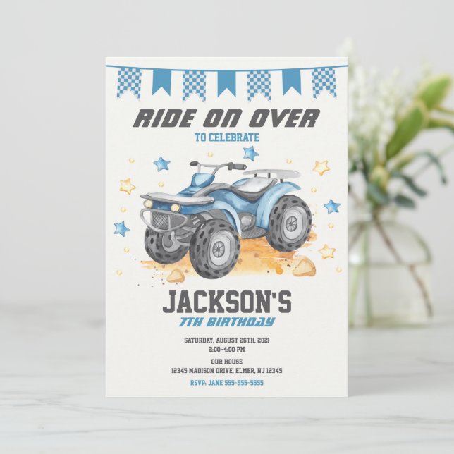 4 Wheeler Birthday Invitation / Quad Bike / ATV (Debout devant)