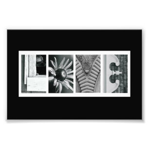4 x 6 Love (Noir) Alphabet Lettre photo Art