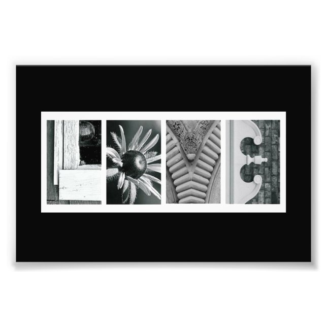 4 x 6 Love (Noir) Alphabet Lettre photo Art (Devant)
