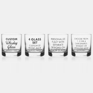 4 x verre Whiskey personnalisé 12 oz
