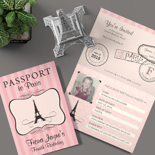 4e anniversaire Paris Passport Invitation