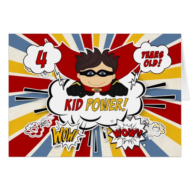 4e anniversaire pour les garçons Super Kid Red Com (Devant horizontal)