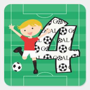 4e anniversaire Stickers de but de football rouge