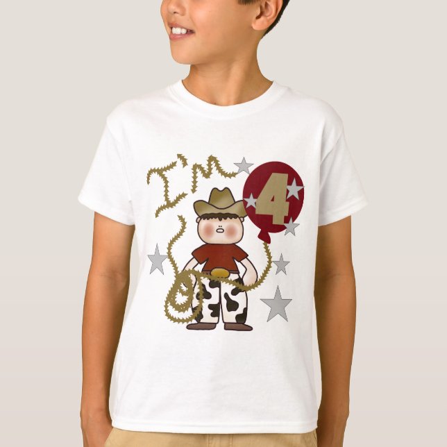 4e Cowboy Tshirts et cadeaux d'anniversaire (Devant)