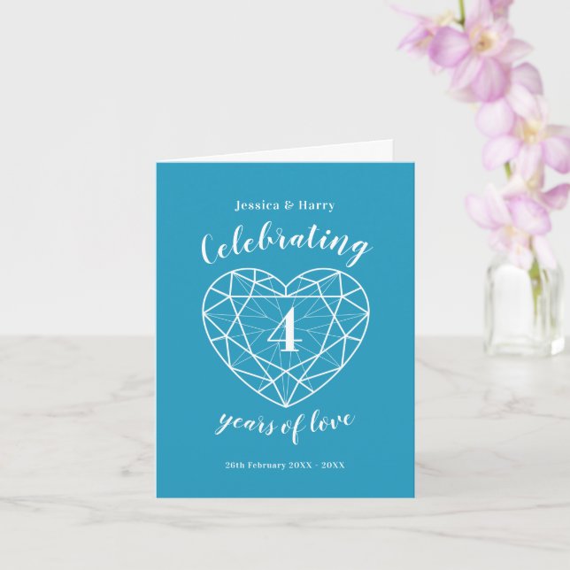 Carte Pour Le 4e Anniversaire De Mariage. Carte Coeur 4e Anniversaire De Mariage En Lin Imprimée. Enveloppe Incluse. Quatrième Anniversaire Du Linge De Maison - France