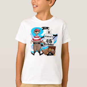 4ème T-shirt d'anniversaire de pirate fait sur