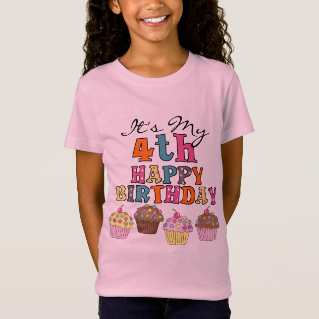 4èmes T-shirts et cadeaux d'anniversaire de jolis (Devant)