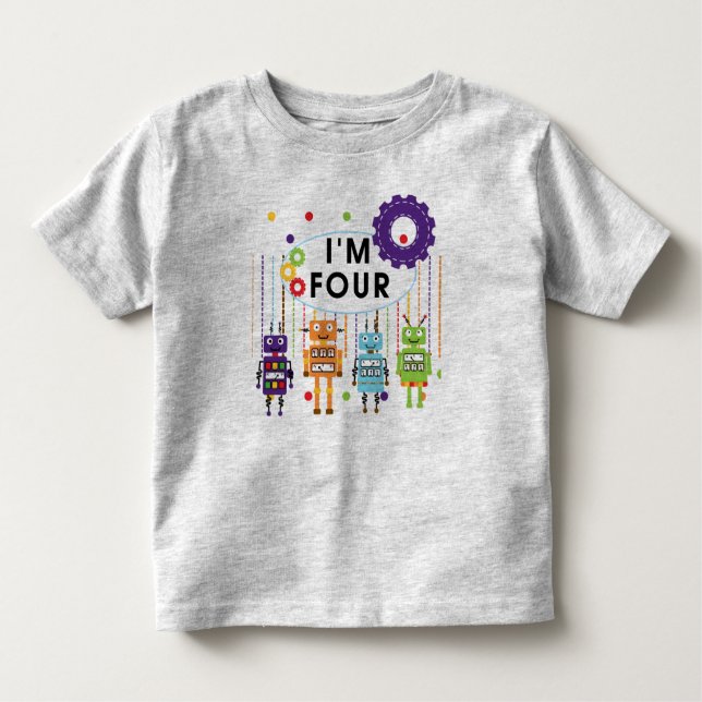 4èmes T-shirts et cadeaux d'anniversaire de robot (Devant)