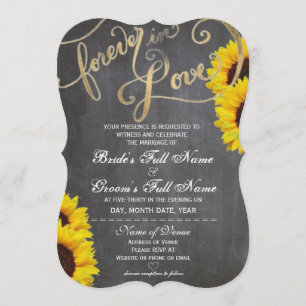 4Ever Love Chalkboard Sunflower Faire-part de mari