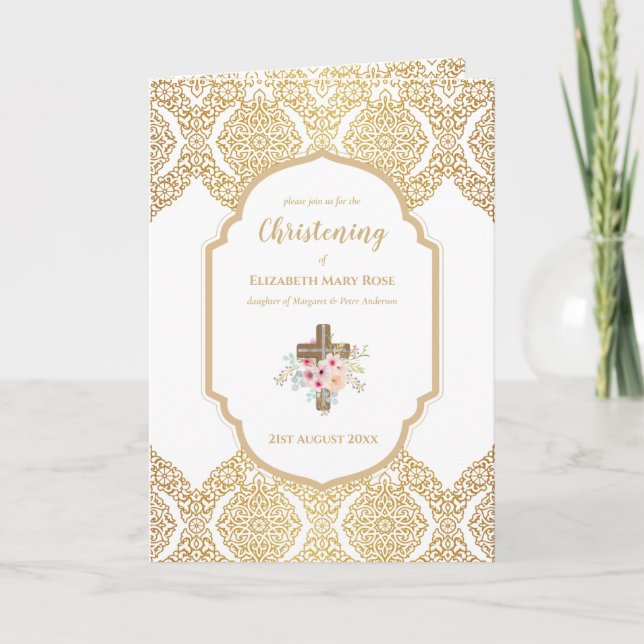 4page CHRISTENING Invitation et programme Gold Orn (Devant)
