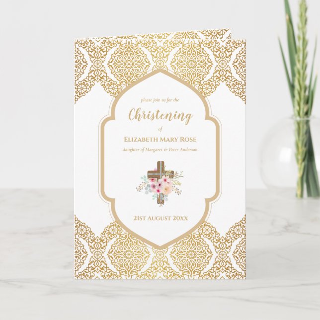 4page CHRISTENING Invitation et programme Gold Orn (Devant)