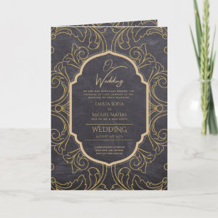 4page Gold Ornate MARIAGE Inviter Programme modern