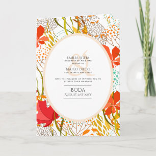 4pg Espagnol BODA Invitation Feuilles d'automne Mo