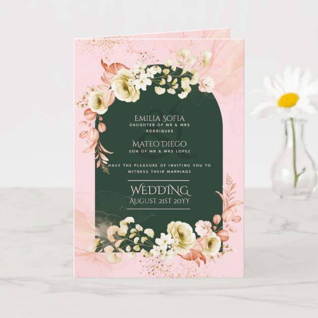 4pg Hispanic Floral Wedding Programme Bilingue Chi (Petite plante)