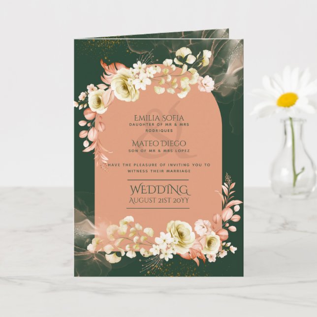 4pg Hispanic Floral Wedding Programme Bilingue Chi (Petite plante)