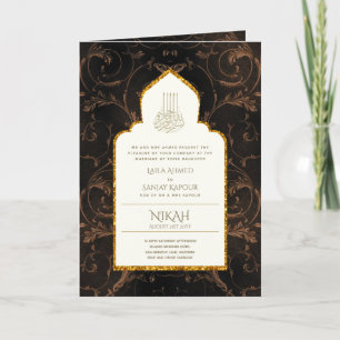 4Pg NIKAH WALIMA Invitation Gold Ornate islamique