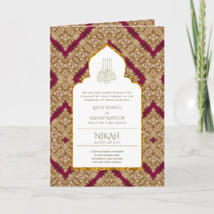4Pg NIKAH WALIMA Invitation Red Gold Ornate