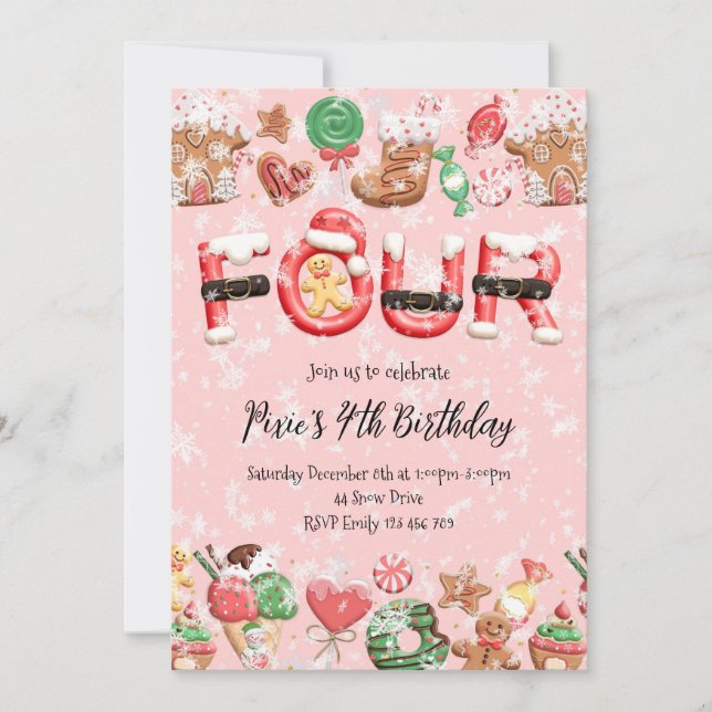 4th Birthday Christmas Party Invitation (Devant)