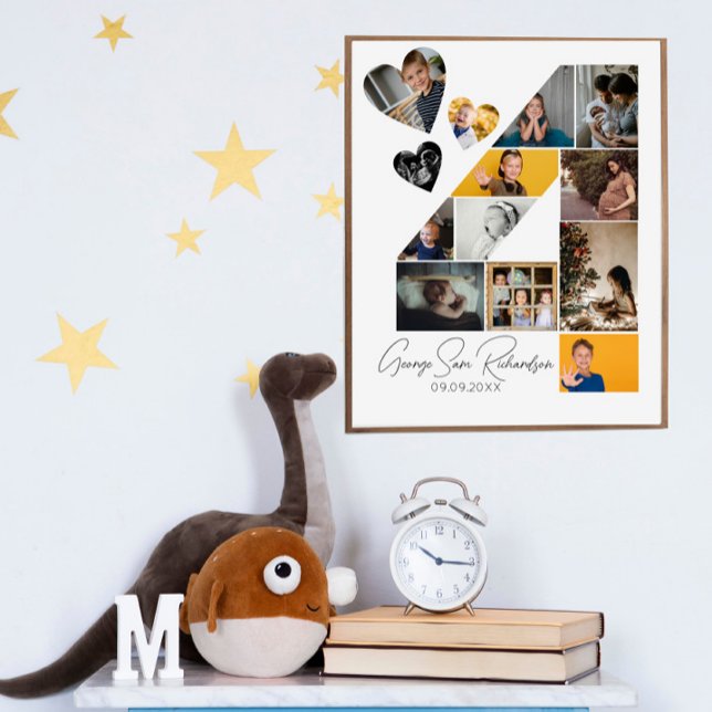 4th Birthday Photo Collage Poster Keepsake (Créateur téléchargé)