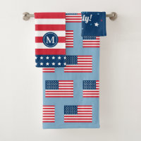 4th of July Red White Blue Custom Monogram Initial