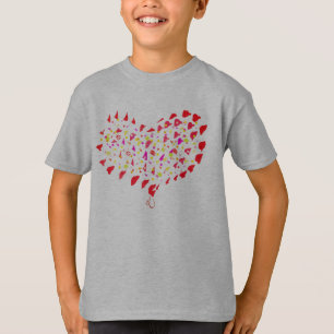 4U Grand T-Shirt Rouge Sport à Cœur Peint