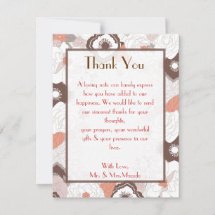 4x5 Carte de remerciements PLAT Coral rose Brown f