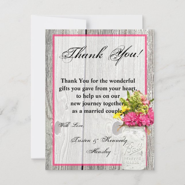 4x5 Carte de remerciements PLAT Mason Jar avec Fle (Devant)