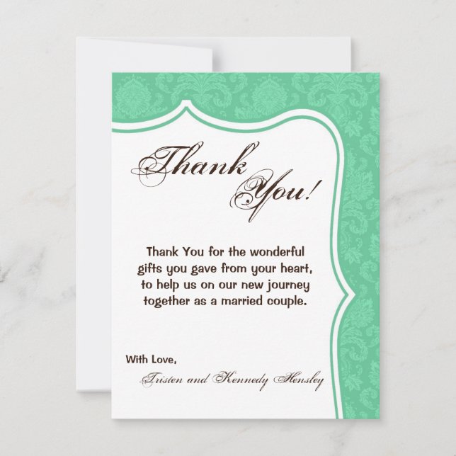 4x5 Carte de remerciements PLAT Mint blanc Dentell (Devant)