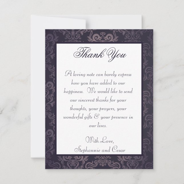 4x5 Carte de remerciements PLAT Profond pourpre Da (Devant)