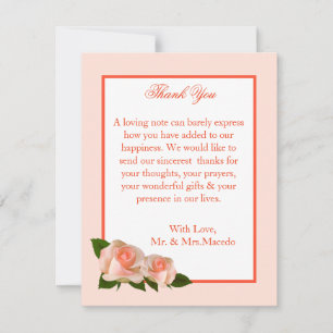 4x5 Carte de remerciements plat rose/rose Rose ave