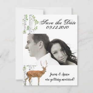 4x5 Enregistrer la carte de date Deer Doe Woodland