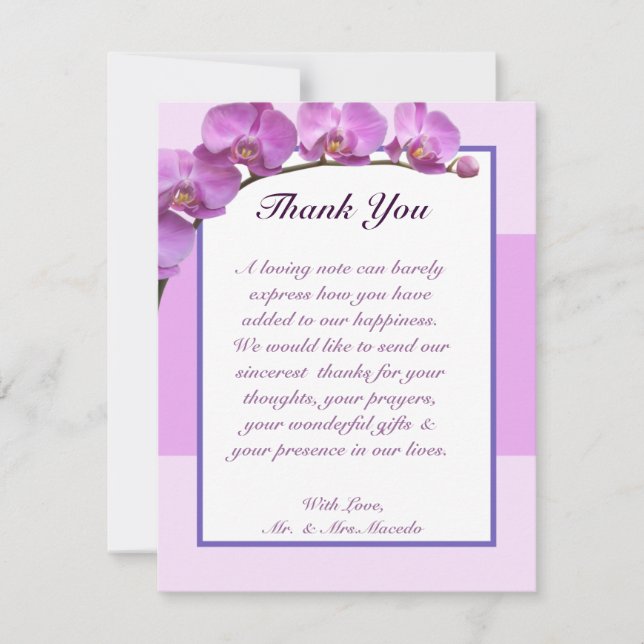 4x5 FLAT Carte de remerciements Orchidées pourpres (Devant)