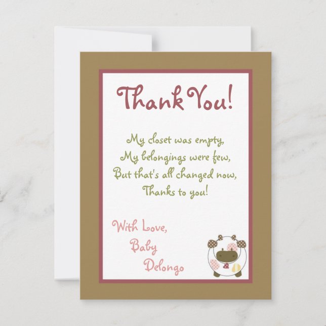4x5 FLAT Cartes de remerciements Abbys Ferme Rose  (Devant)