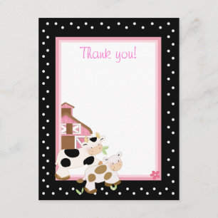 4x5 Pink Farm Baby Moo Cow Matte Merci plat