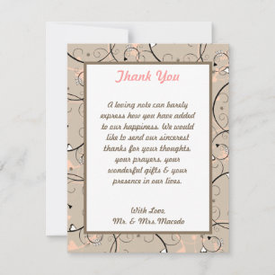 4x5 PLAT Carte de remerciements Corail clair Rose/