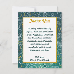 4x5 PLAT Carte de remerciements Turquoise/Jaune à 