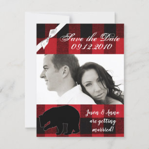 4x5 Sauvegardez la carte de date Red Buffalo Plaid