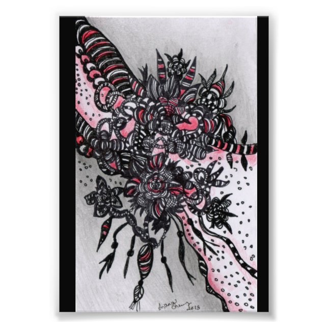 4x6 ACEO. Impression artistique. Rouge et noir (Devant)