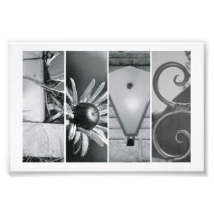 4x6 Amour en lettres alphabet photo noir et blanc