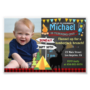 4x6 Camping Premier anniversaire photo invitation 