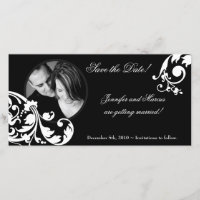 4x8 Black White Floral Fiançailles Faire-part