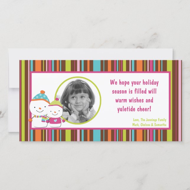 4x8 Carte de Noël Snowman moderne (Devant)