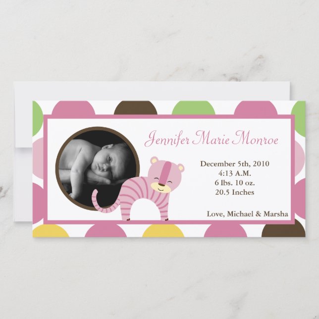 4x8 Jungle Queen Tiger Faire-part de naissance pho (Devant)