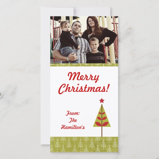 4x8 Red Star Christmas Tree Carte photo (Devant)