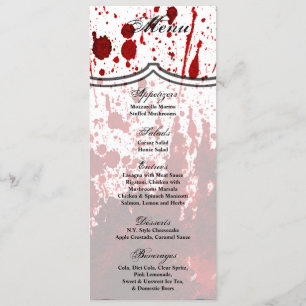4x9.25 Cartes de menu Blood Splatter Vampire Gothi