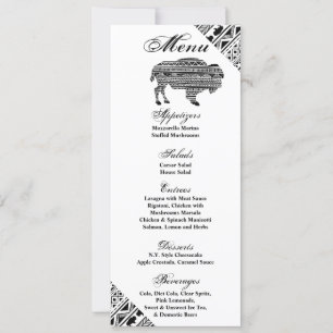 4x9.25 Cartes de menu Boho Buffalo Tribal Motif Bo