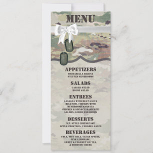 4x9.25 Cartes de menu Camoflauge Uniforme de Camof