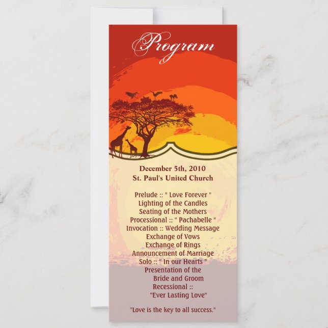 4x9.25 Cartes de programme African Safari Giraffe  (Devant)